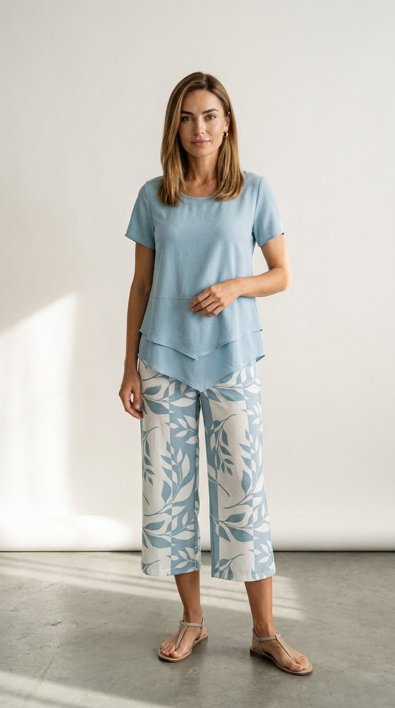 Yara | Layered-look T-shirt and wide-leg trousers set