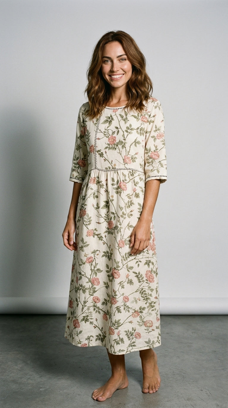 Coral | Floral Print Casual Dress