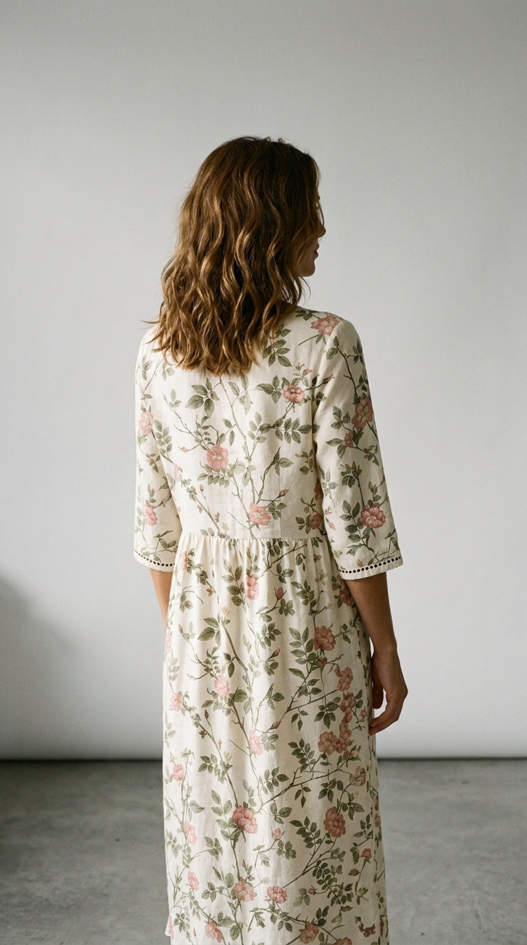Coral | Floral Print Casual Dress
