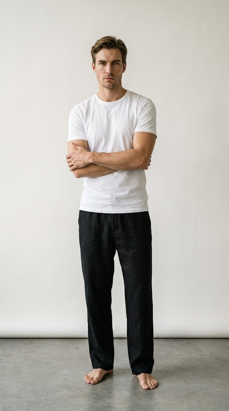 Relaxed Fit | Pantalon en Lin Bleu Ciel