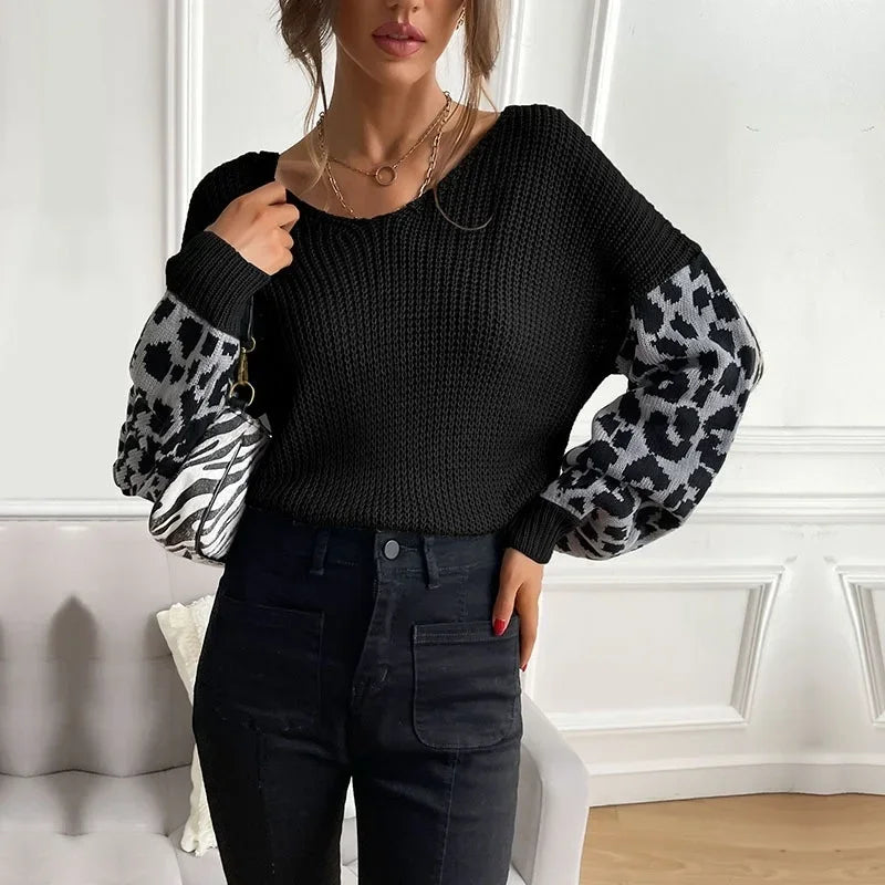 Leopard Print | Knit Sleeve Sweater