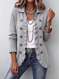 Eloísa | Veste en Maille Gris Chiné à Volants