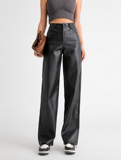 Edge | Pantalón wide leg efecto cuero