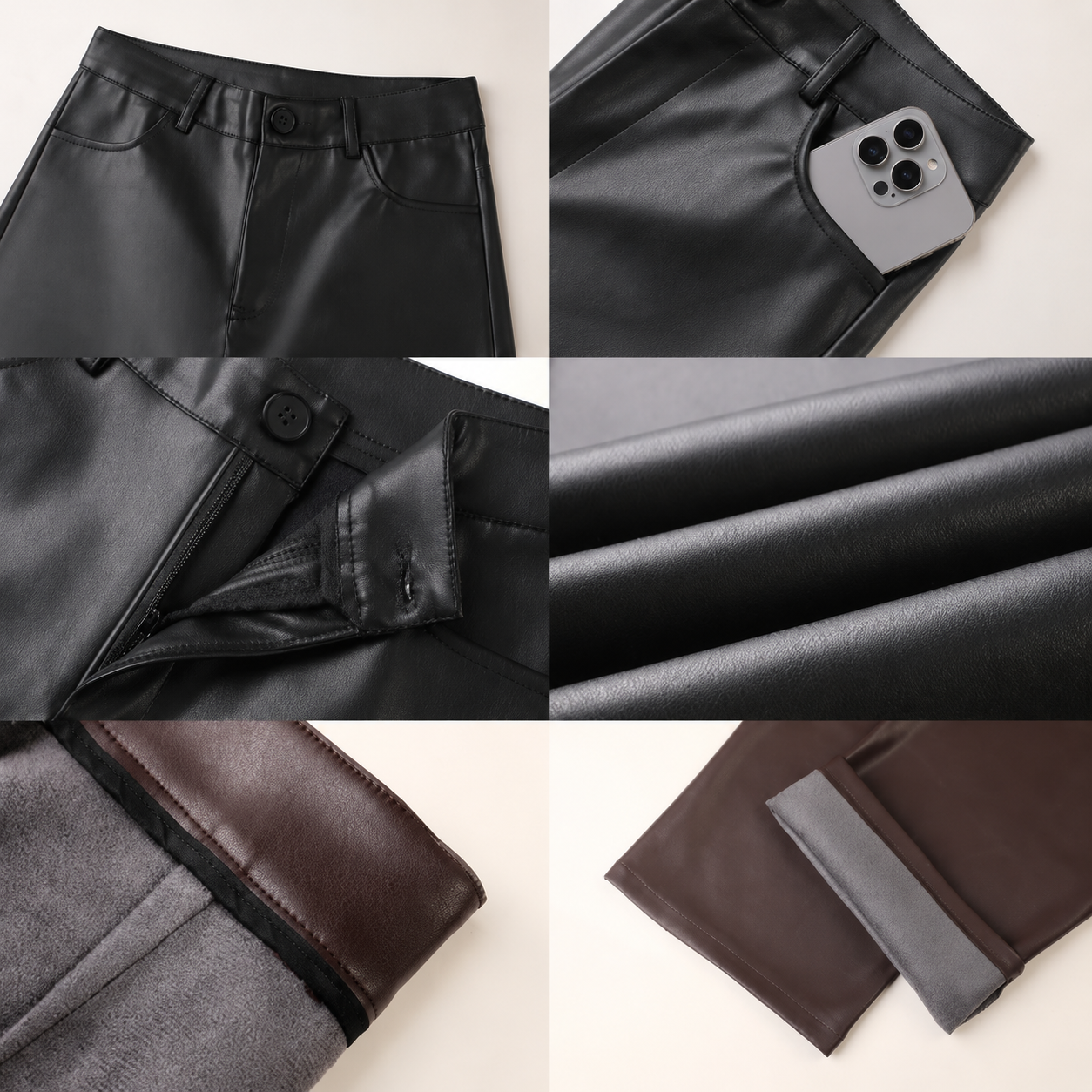 Edge | Pantalón wide leg efecto cuero
