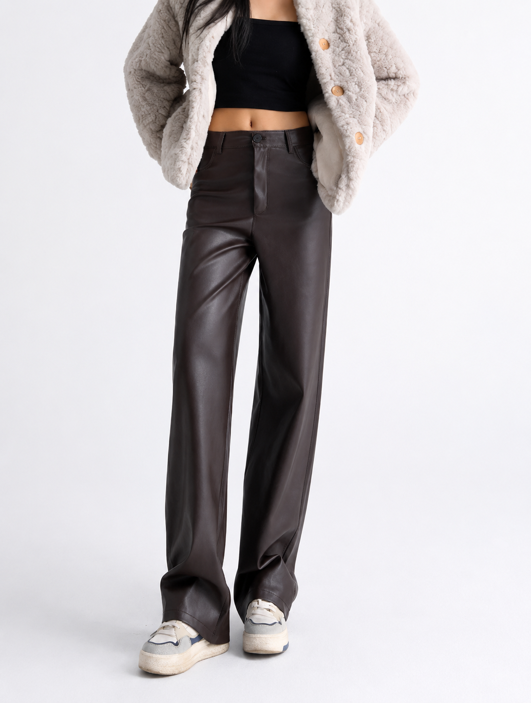Edge | Pantalón wide leg efecto cuero
