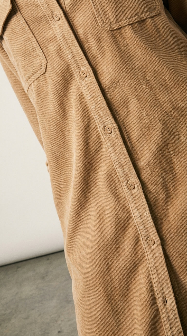 Elena | Corduroy Double-Pocket Midi Dress