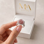 Serena | Anillo plateado de flores rosas