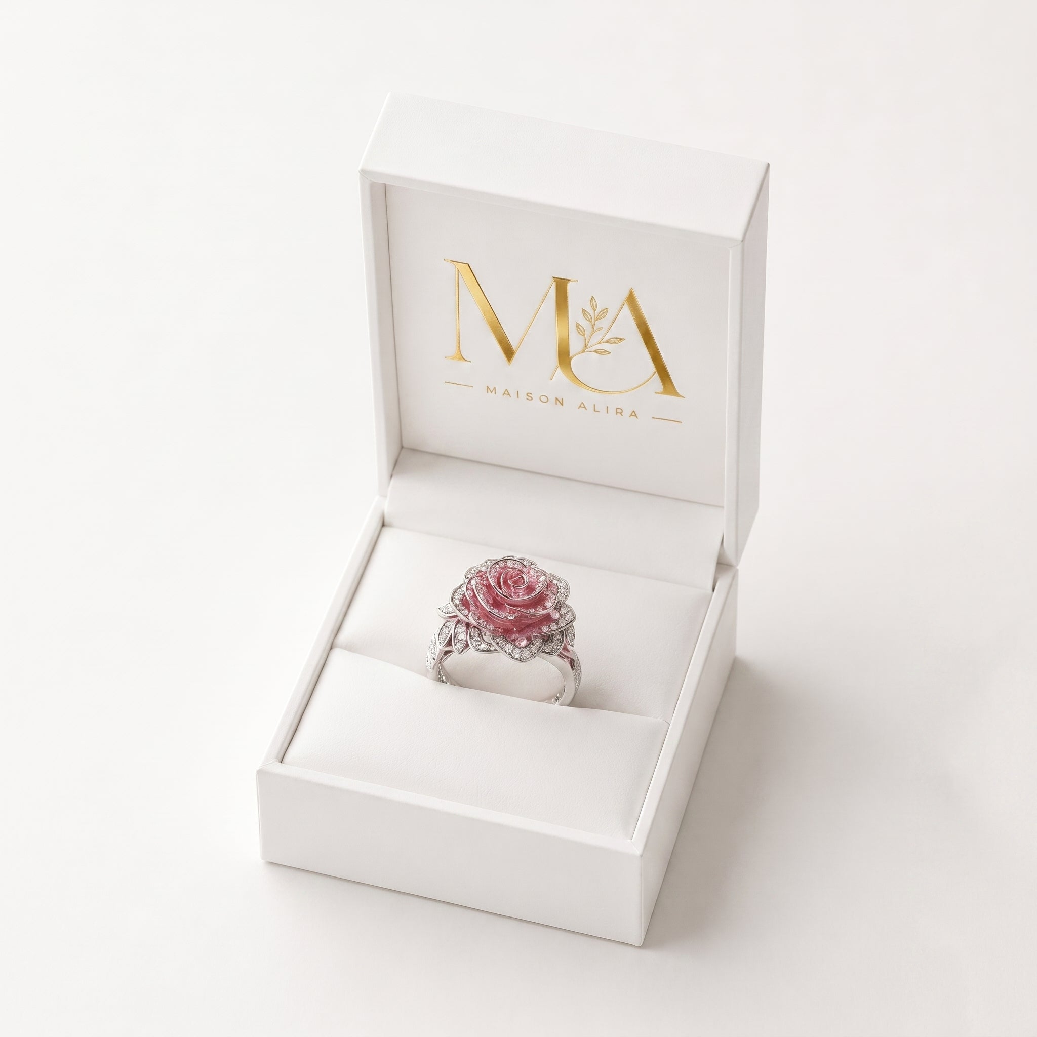 Serena | Anillo plateado de flores rosas