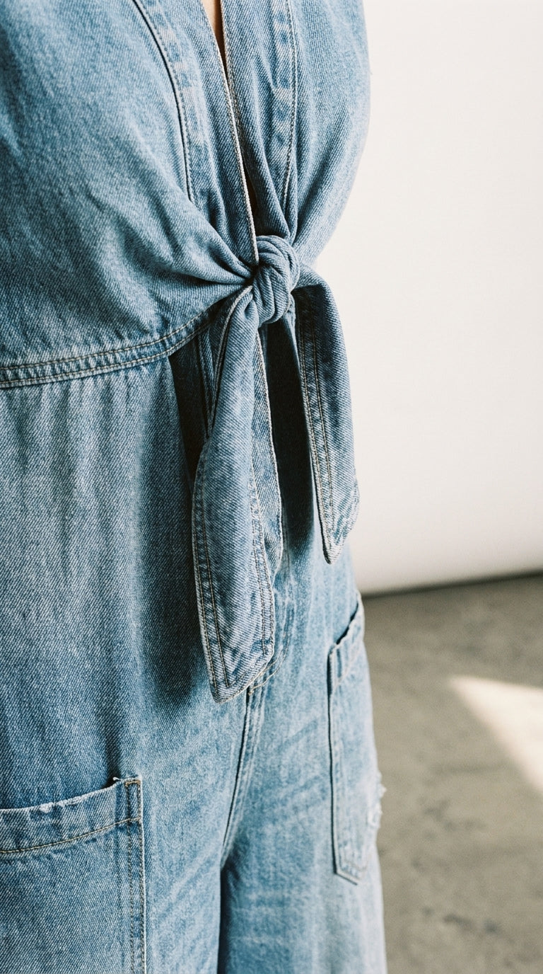 Maya | Denim Jumpsuit With V-Neck