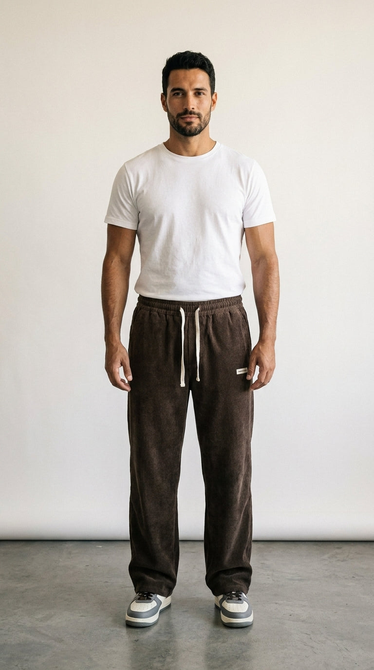 Sand | Pantalon Large en Velours Côtelé Beige