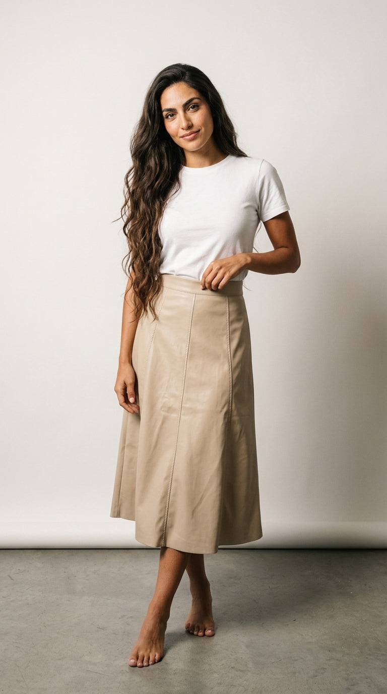 Rebel | Jupe Midi Effet Cuir