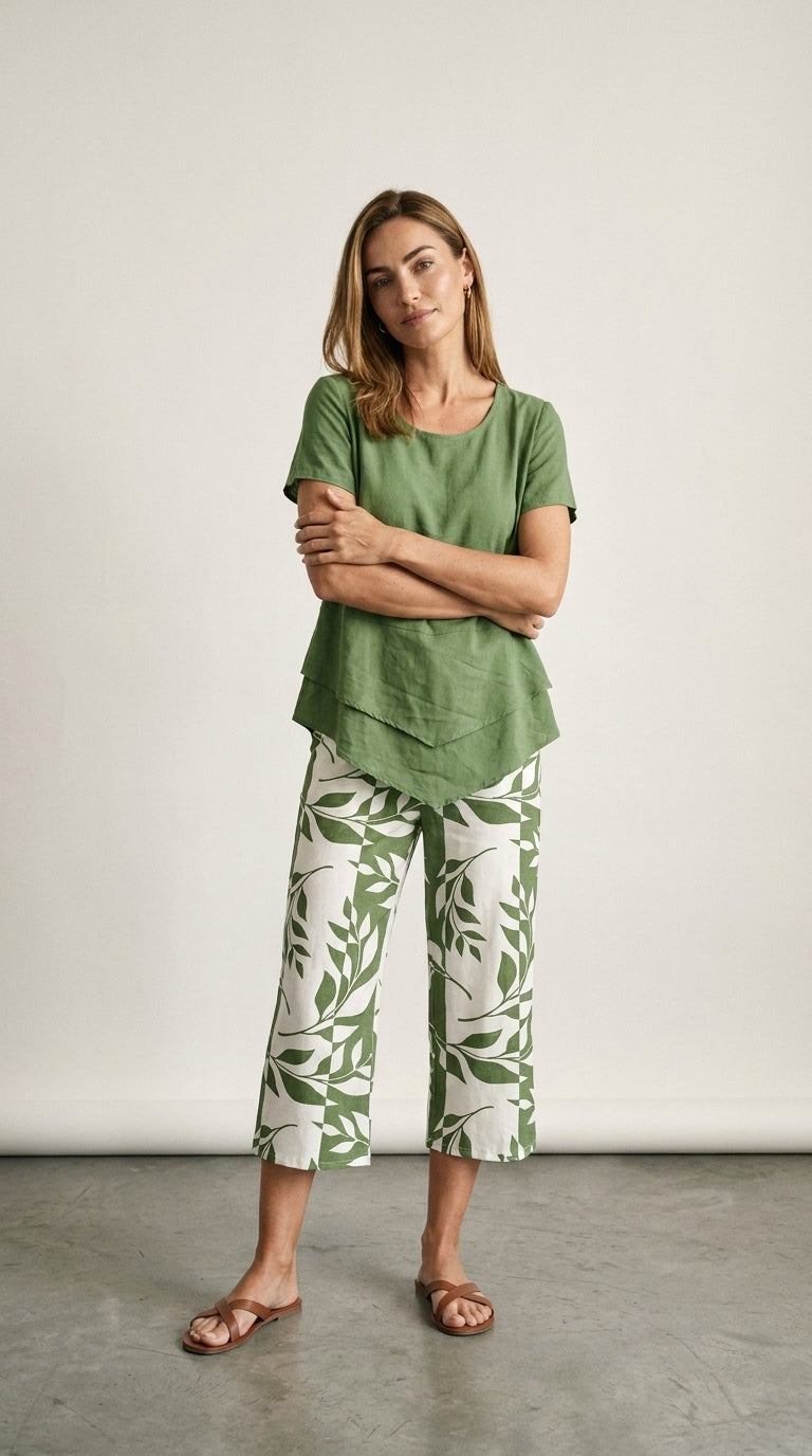 Yara | Layered-look T-shirt and wide-leg trousers set