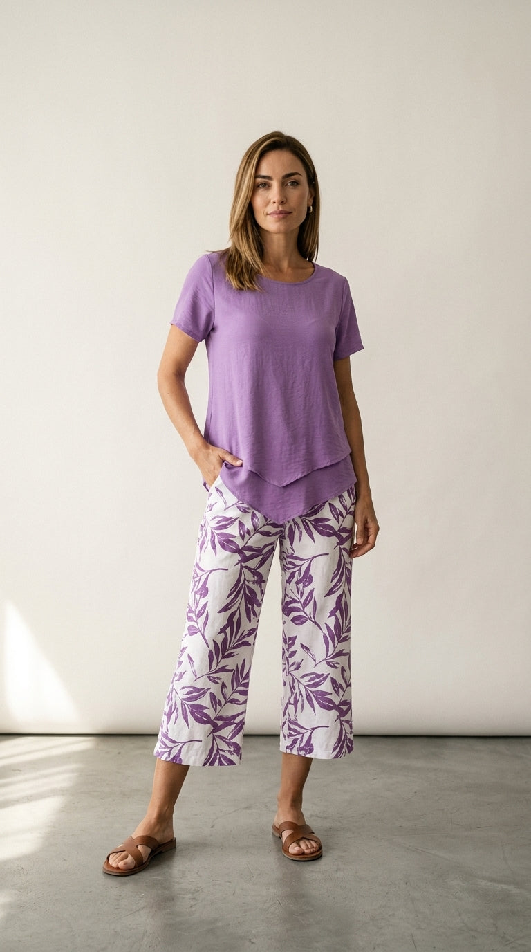 Yara | Layered-look T-shirt and wide-leg trousers set