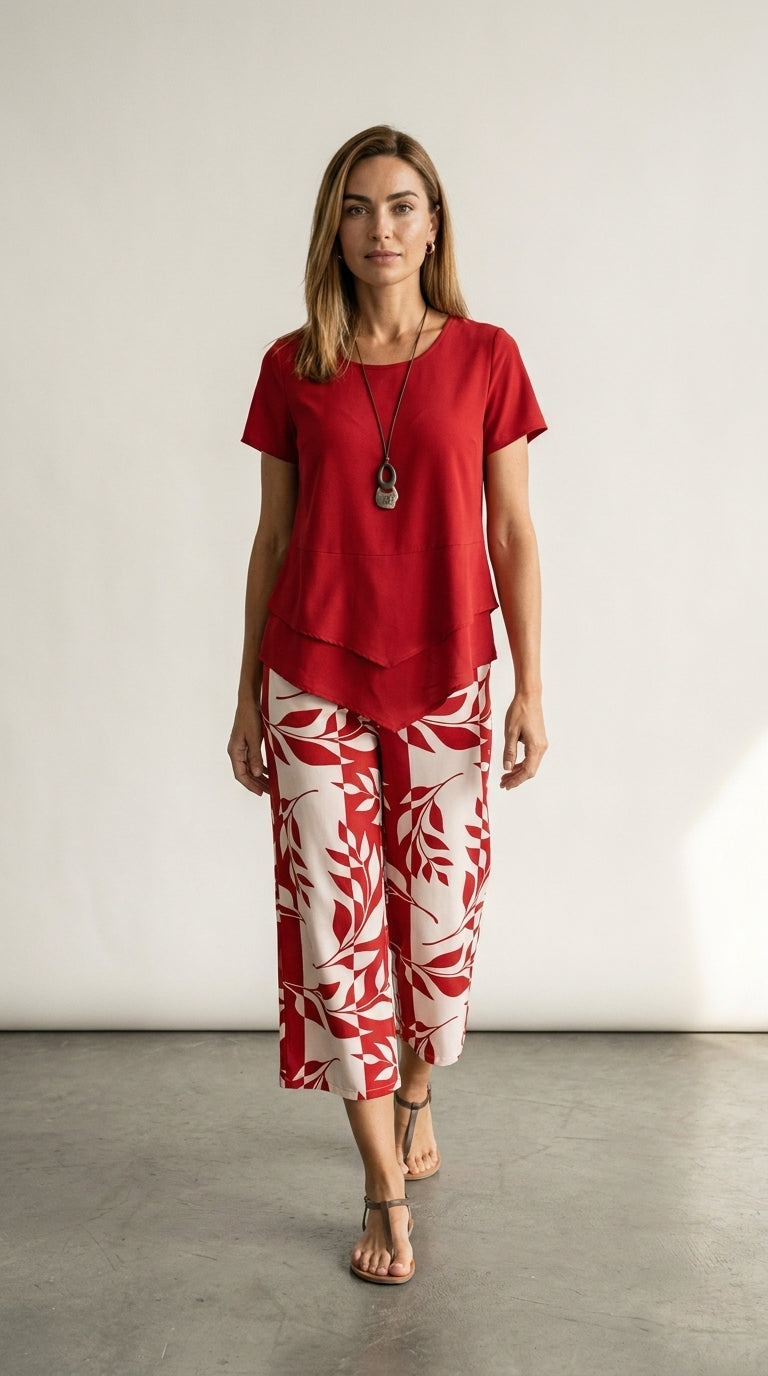 Yara | Layered-look T-shirt and wide-leg trousers set