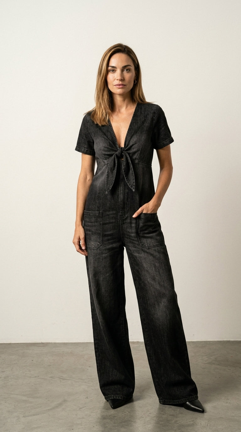 Maya | Denim Jumpsuit With V-Neck
