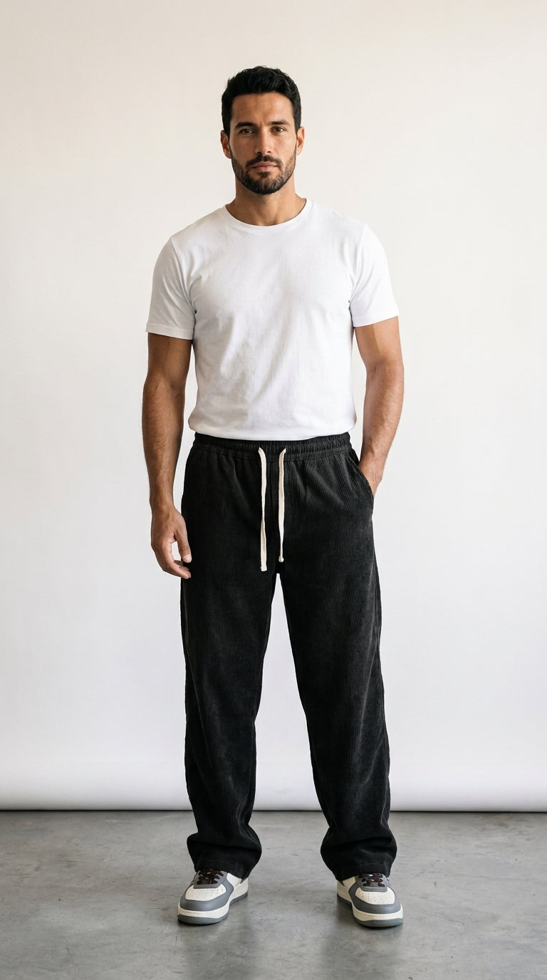 Sand | Pantalon Large en Velours Côtelé Beige