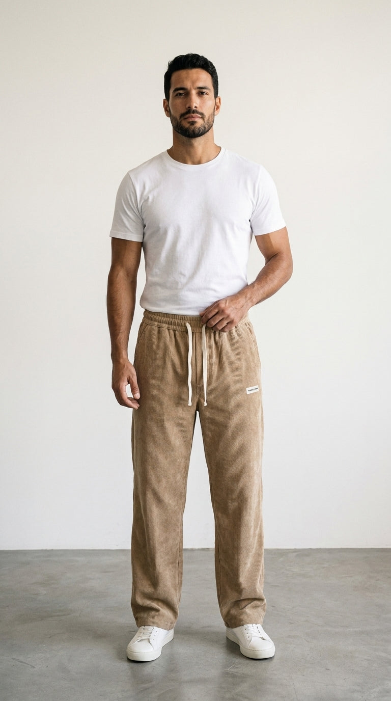 Sand | Pantalon Large en Velours Côtelé Beige