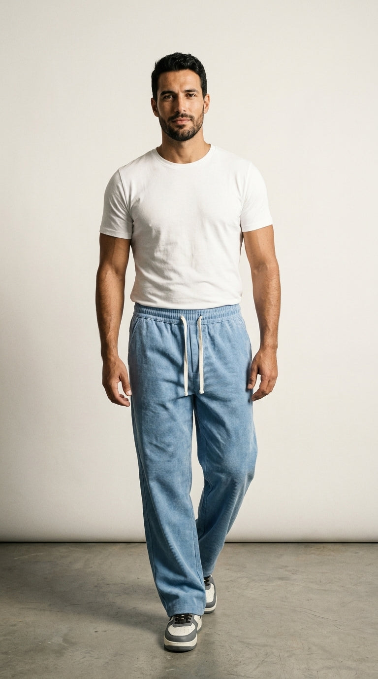 Sand | Pantalon Large en Velours Côtelé Beige