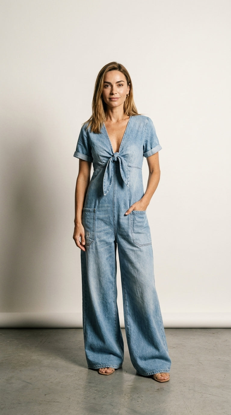 Maya | Denim Jumpsuit With V-Neck