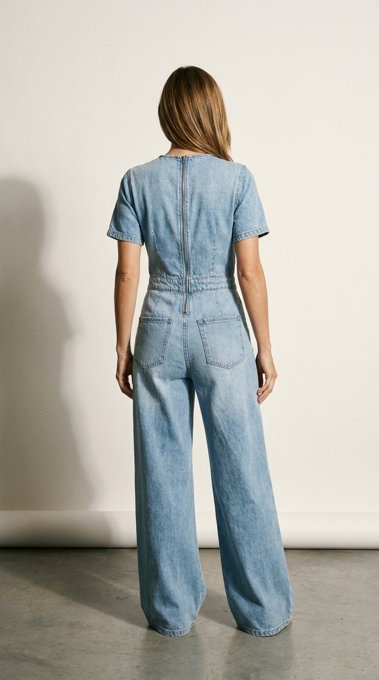 Maya | Denim Jumpsuit With V-Neck