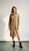 Elena | Corduroy Double-Pocket Midi Dress