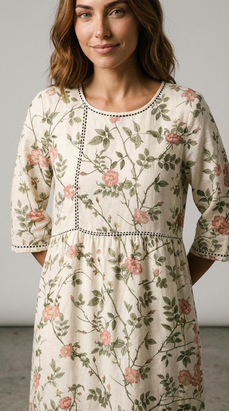 Coral | Floral Print Casual Dress