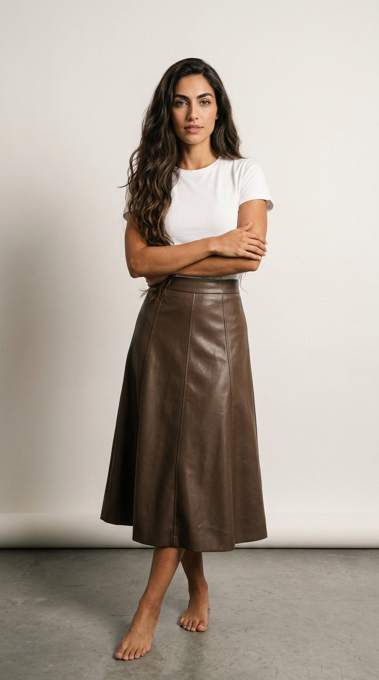 Rebel | Jupe Midi Effet Cuir