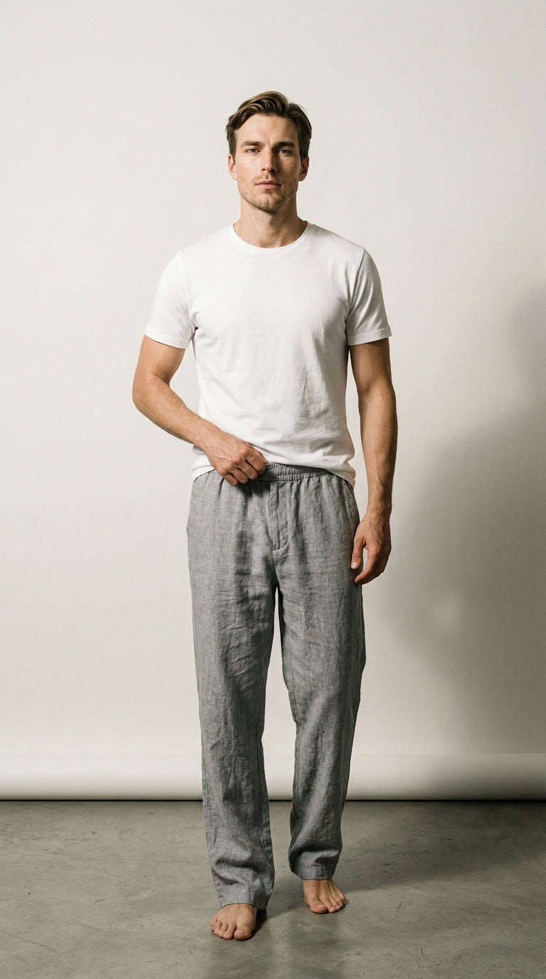 Relaxed Fit | Pantalon en Lin Bleu Ciel