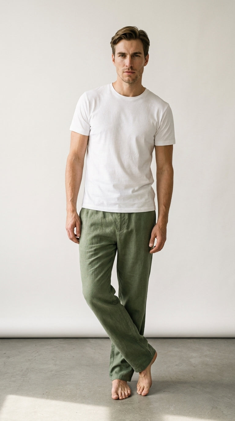 Relaxed Fit | Pantalon en Lin Bleu Ciel