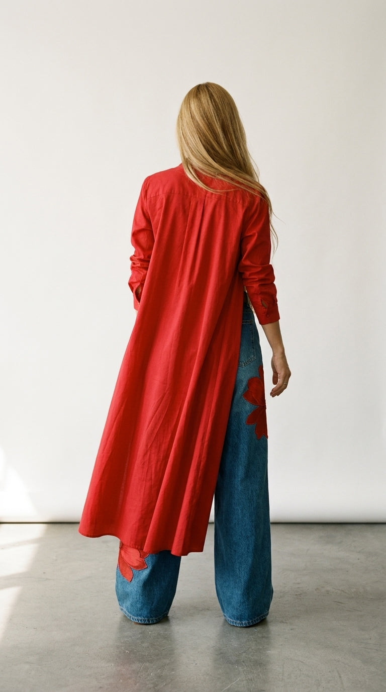 Maud | Long Shirt and Printed Jeans Set