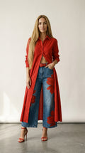 Maud | Long Shirt and Printed Jeans Set