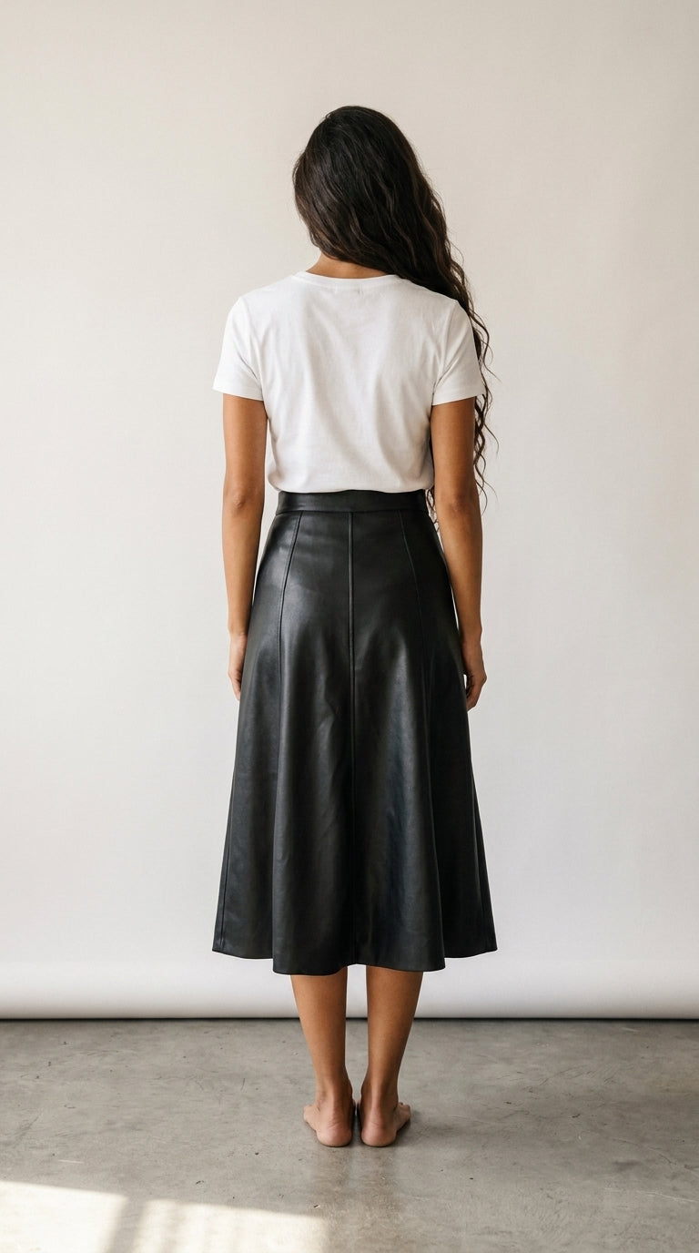 Rebel | Jupe Midi Effet Cuir