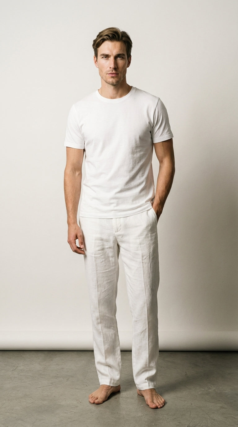 Relaxed Fit | Pantalon en Lin Bleu Ciel