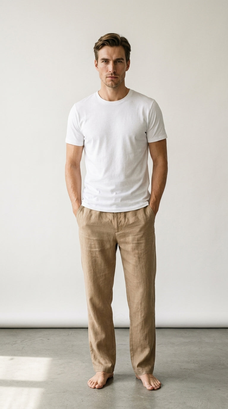 Relaxed Fit | Pantalon en Lin Bleu Ciel