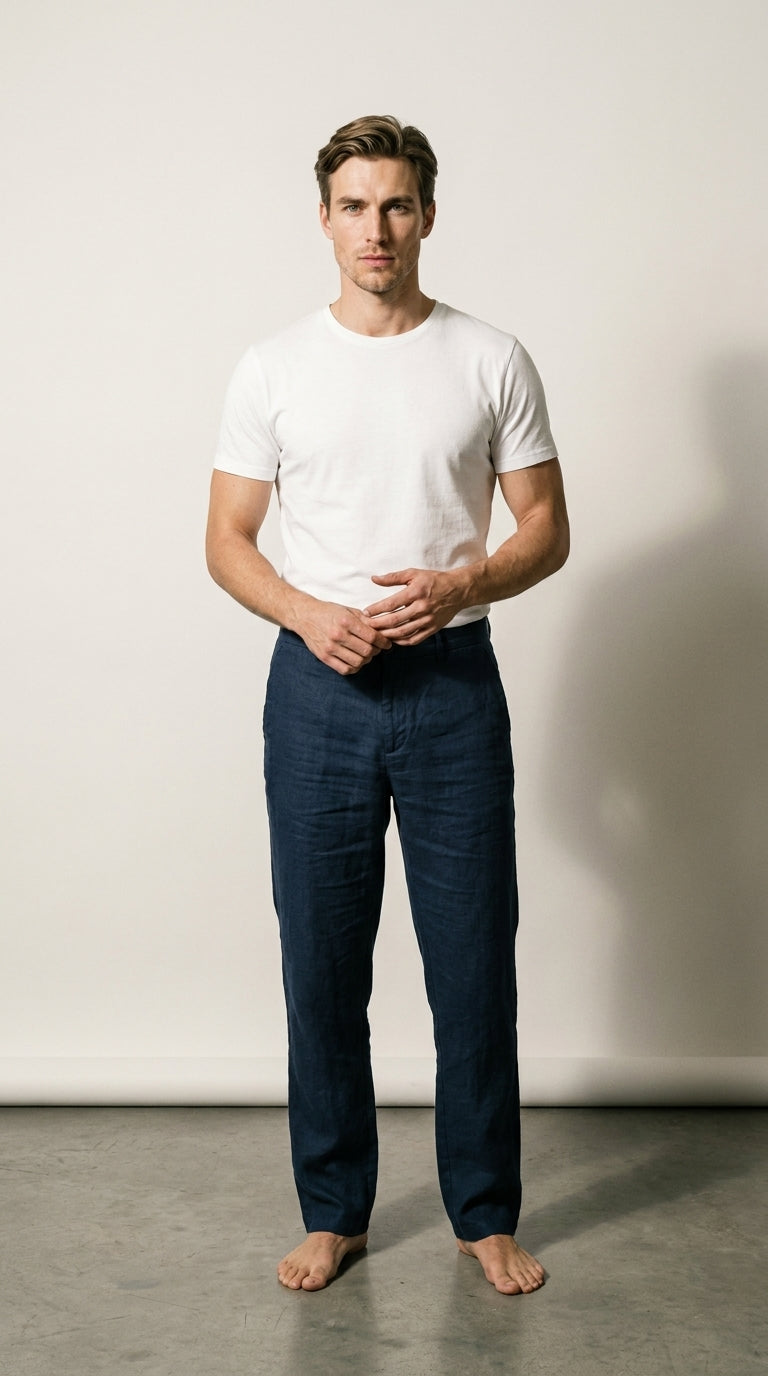 Relaxed Fit | Pantalon en Lin Bleu Ciel