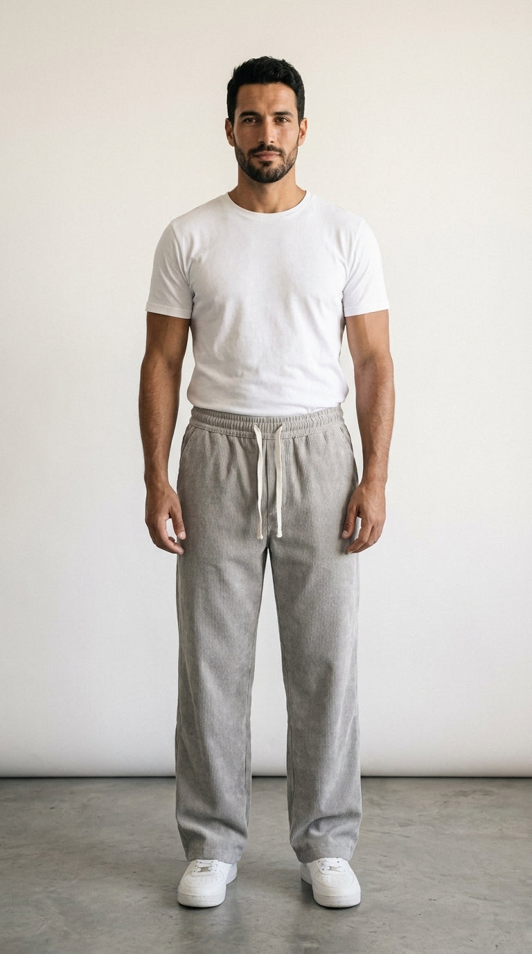Sand | Pantalon Large en Velours Côtelé Beige