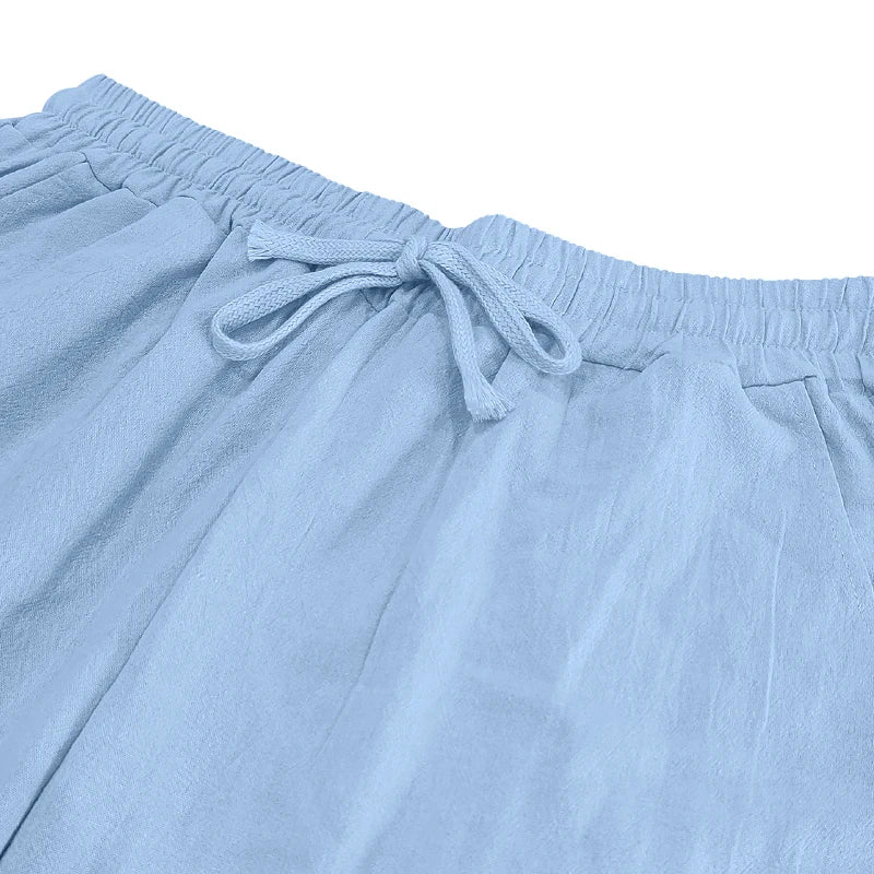Relaxed Fit | Pantalón linen azul cielo