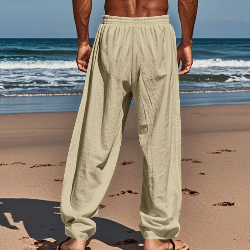 Relaxed Fit | Sky Blue Linen Trousers