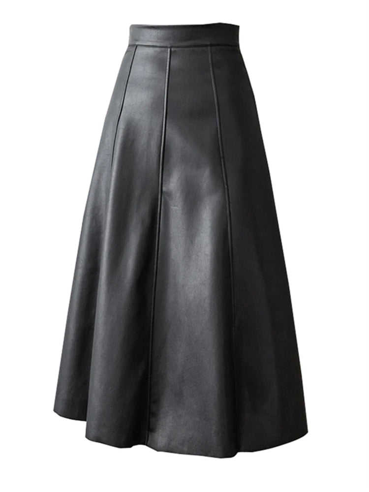Rebel | Falda midi efecto cuero
