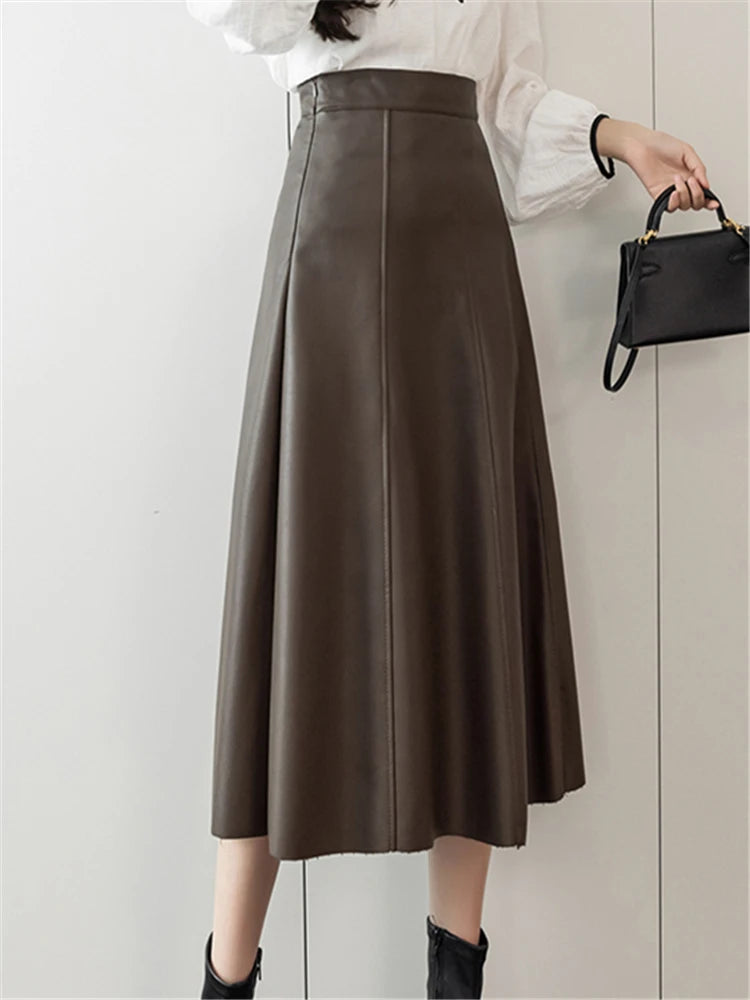 Rebel | Faux-Leather Midi Skirt