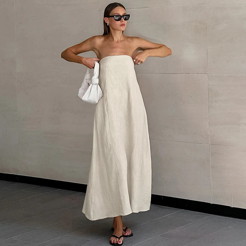 Strapless Flow | Vestido de caída fluida