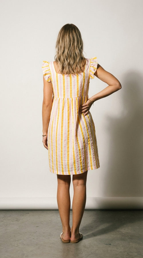 Amalfi | Pink and Yellow Muslin Dress