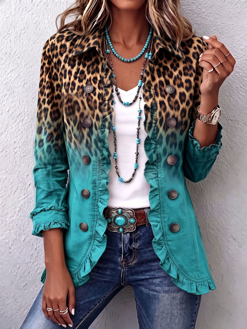 Mercedes | Veste Blazer Léopard Dégradé à Volants