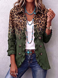 Ramona | Veste Blazer Léopard Vert à Volants